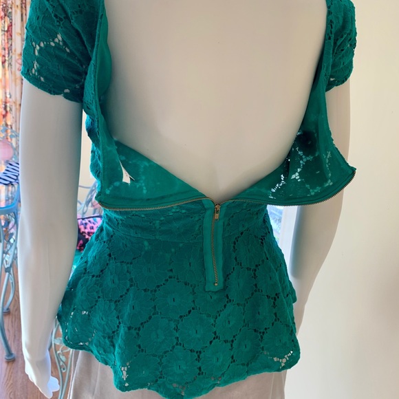 5 for $25 - Green Peplum Top - Picture 3 of 4